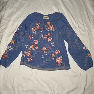Floral Embroidered Savanna Jane Blue Blouse